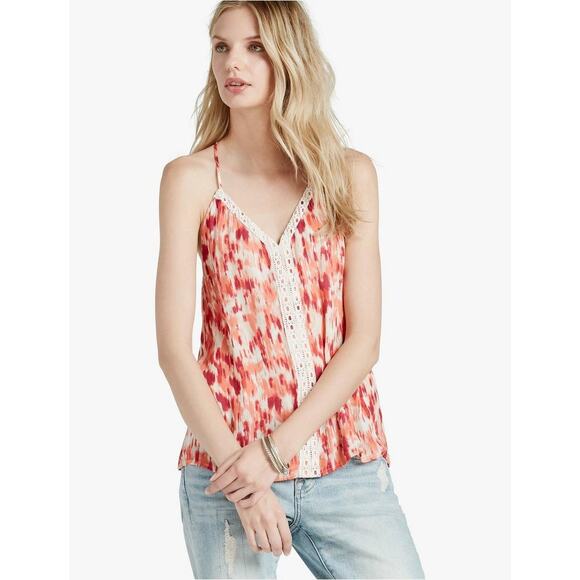 Lucky Brand Ikat Crochet Back Racerback Tank Top Women's Size Small - Picture 1 of 7